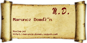 Maruncz Domán névjegykártya